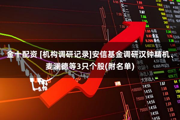 金十配资 [机构调研记录]安信基金调研汉钟精机、麦澜德等3只个股(附名单)